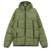 Oliwkowa pikowana kurtka puffer