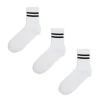 3 pack białych skarpet z czarnymi paskami