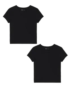 2 pack czarnych gładkich T-shirtów