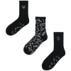 3 pack czarnych skarpet z nadrukami