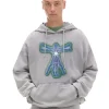 Szara bluza hoodie z nadrukiem