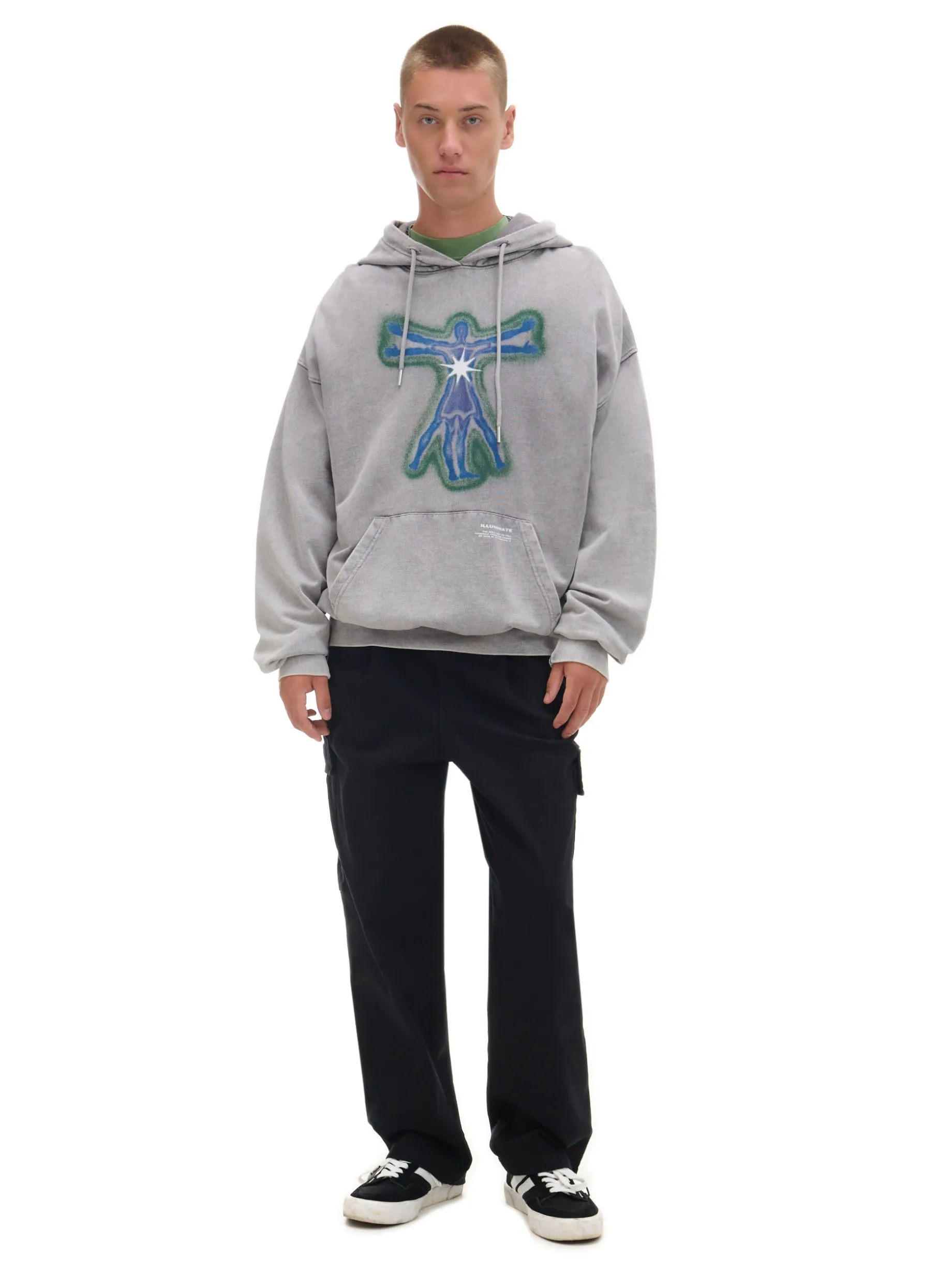 Szara bluza hoodie z nadrukiem