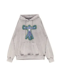 Szara bluza hoodie z nadrukiem