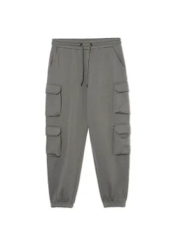 Szare dresowe joggery z kieszeniami cargo
