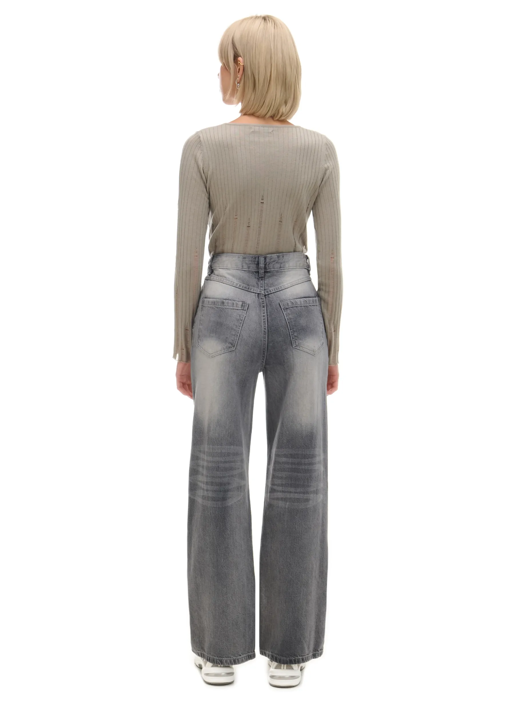 Szare jeansy retro wide leg