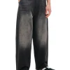 Szare jeansy skater z efektem sprania