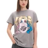 Szary T-shirt oversize Harley Quinn