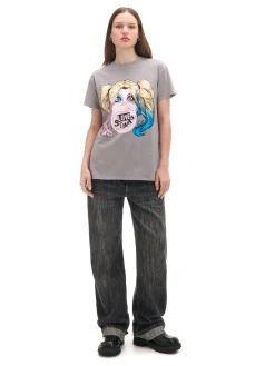 Szary T-shirt oversize Harley Quinn