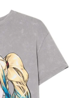 Szary T-shirt oversize Harley Quinn