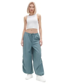 Turkusowe spodnie wide leg